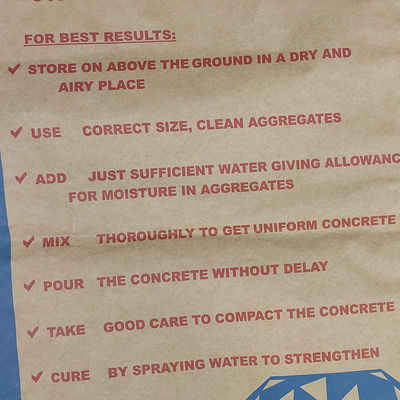 20 كجم Multiwall 3 Ply Paper Bags أكياس تغليف الأسمنت المقاومة للماء مع مادة لاصقة