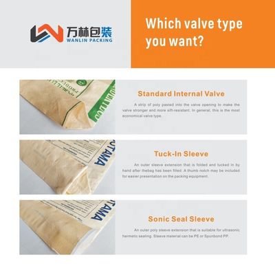 25 كيلوغرام 40 كيلوغرام 50 كيلوغرام كيس الأسمنت المنسوج PP فارغ كيس صمام PP كتلة الجزء السفلي مع صمام