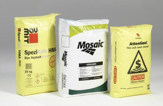 كيس صمام أنبوبي مصفح من البولي بروبلين المنسوج لطباعة سطح كيس أسمنت بقاعدة مربعة 50 كجم 100٪ بولي بروبلين عذراء