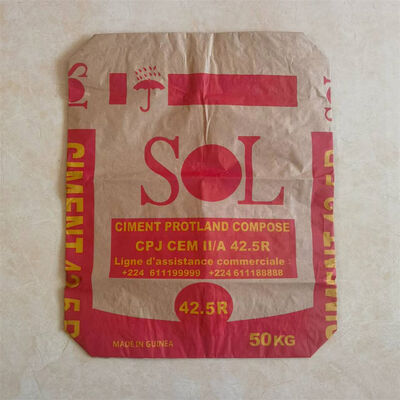 كيس صمام ورقي من طبقتين بوزن 90 جرامًا مع قاع مربع لـ 20 كجم و 25 كجم و 30 كجم و 40 كجم من الملاط