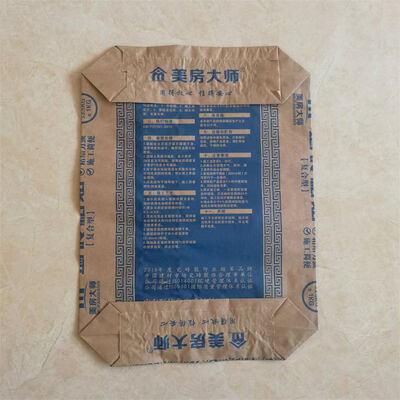 كيس صمام ورقي من طبقتين بوزن 90 جرامًا مع قاع مربع لـ 20 كجم و 25 كجم و 30 كجم و 40 كجم من الملاط