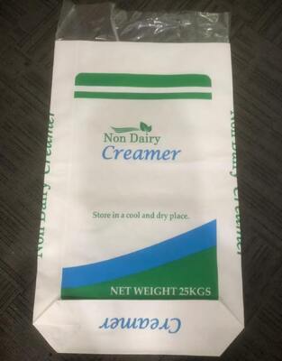 كيس ورقي مفتوح الفم بدرجة غذائية مع قاع مربع لكريمة غير ألبان بوزن 25 كجم