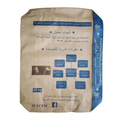 50 كيلوغرام حقيبة أسمنت PP مقاومة للرطوبة الصمام السفلي مربع حقيبة أسمنت PP 75GSM إلى 90GSM حقيبة صمام منسوجة